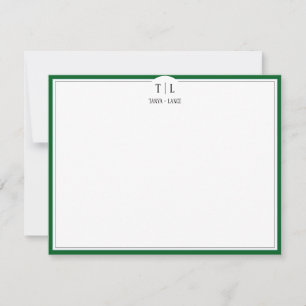 Olive Green Monogram Initials Couple Custom Card