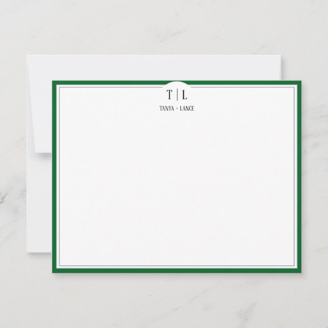 Olive Green Monogram Initials Couple Custom  Card (Front)