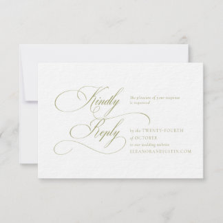Olive Green Monogram Wedding RSVP Card