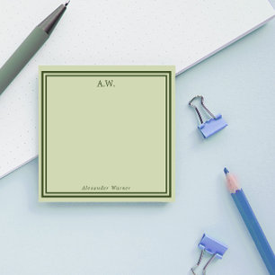 Olive Green Monogrammed Post-it Notes