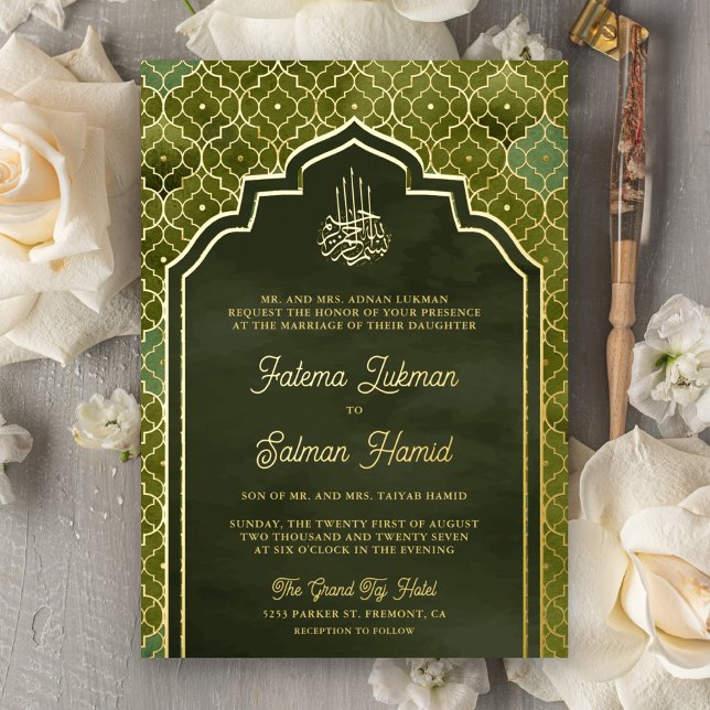 Olive Green Moroccan Muslim Wedding Gold Foil (Creator Uploaded)