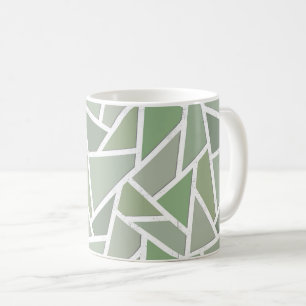 Olive green mosaic pattern coffee mug