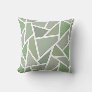 Olive green mosaic pattern cushion