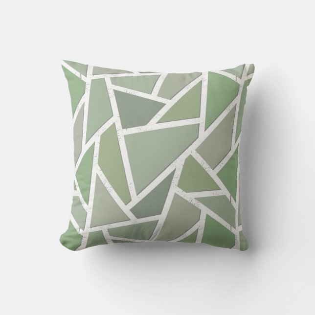Olive green mosaic pattern cushion (Front)