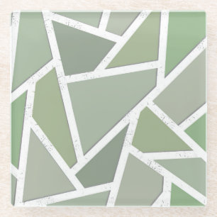 Olive green mosaic pattern glass coaster