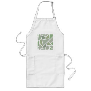 Olive green mosaic pattern long apron