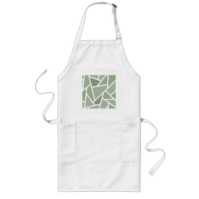 Olive green mosaic pattern long apron (Front)