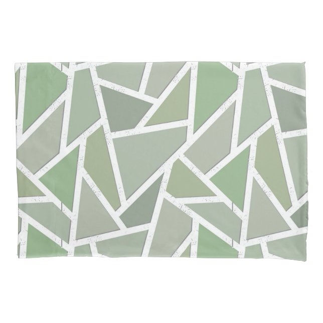 Olive green mosaic pattern pillowcase (Front)