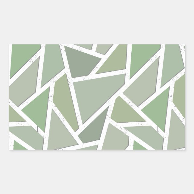 Olive green mosaic pattern rectangular sticker (Front)
