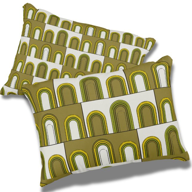 Olive Green & Mustard Yellow Mid-Century Modern De Decorative Cushion (Creator Uploaded)