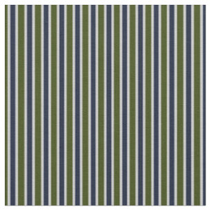 Olive Green, Navy & Gray Classic Vertical Stripes Fabric