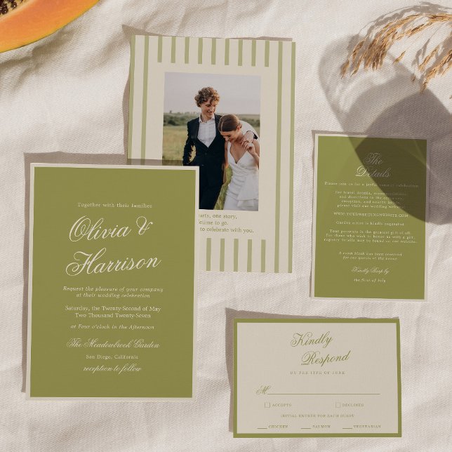 Olive Green Old Money Wedding Invitation (Creator Uploaded)