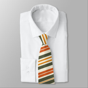 Olive Green Orange and Ivory Tie