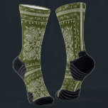 Olive Green Paisley Bandanna Print Socks<br><div class="desc">Olive green paisley print premium quality socks. Visit my shop for the entire bandanna sock design collection.</div>