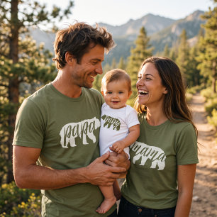 Olive Green Papa Bear Matching Family T-Shirt
