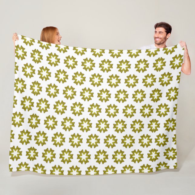 Olive Green Pattern Fleece Blanket (In Situ)