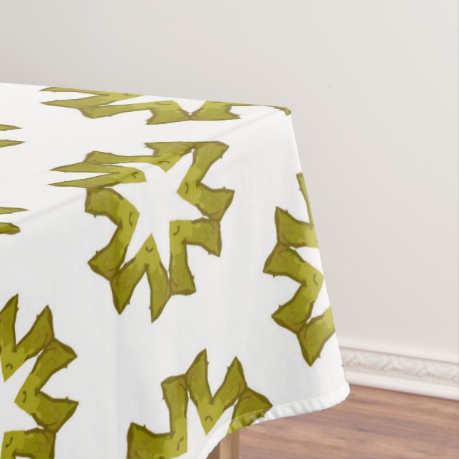 Olive Green Pattern Tablecloth (In Situ)