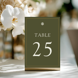Olive Green Peacock Palm Wedding Table Number