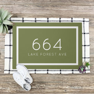 Olive Green Personalised Address Number Doormat