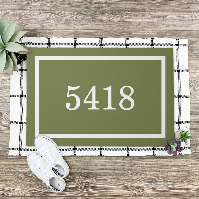 Olive Green Personalised Address Number Doormat (Creator Uploaded)