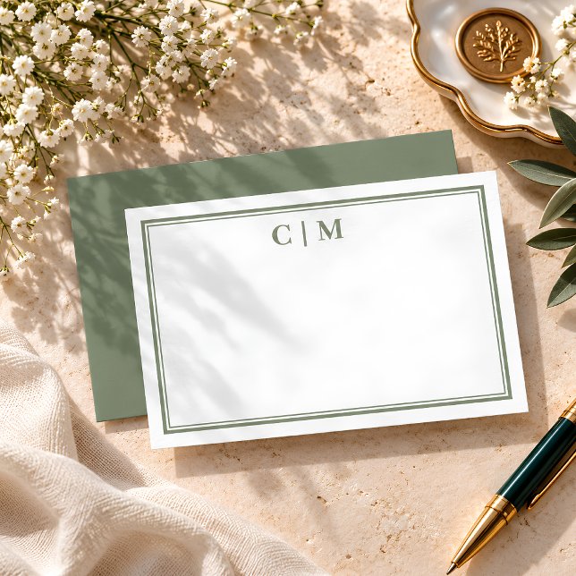Olive Green Personalised Initials Card (Creator Uploaded)