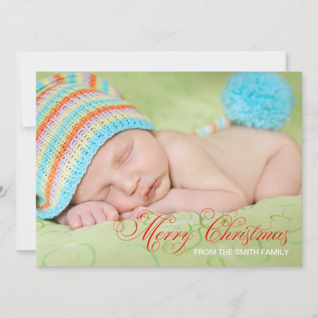 Olive Green Photo Christmas Holiday Card (Front)
