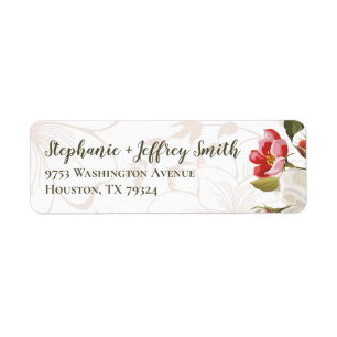 Olive Green + Pink Magnolia Floral Address Label Return Address Label