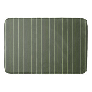 Olive green pinstripes bath mat