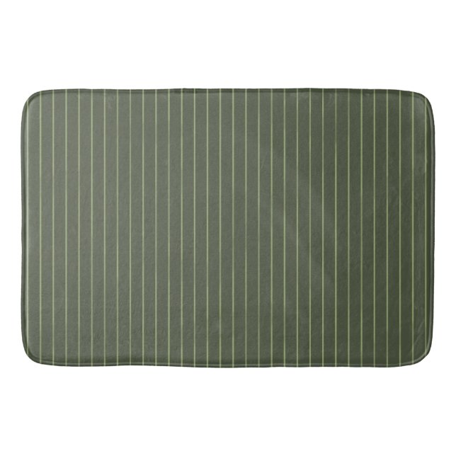 Olive green pinstripes bath mat (Front)