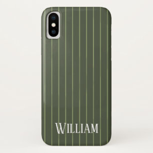 Olive green pinstripes iPhone x case