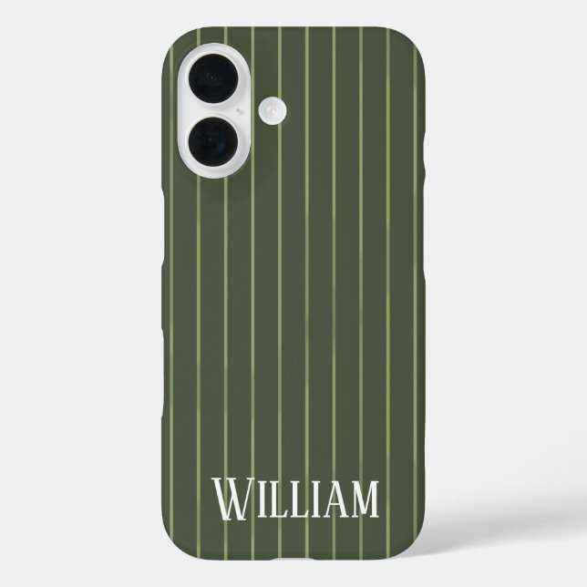 Olive green pinstripes Case-Mate iPhone case (Back)