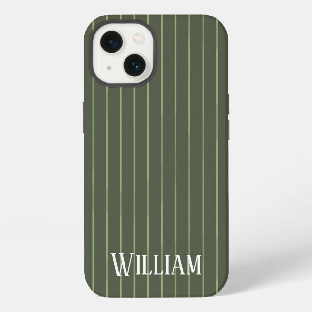Olive green pinstripes Case-Mate iPhone case (Back)