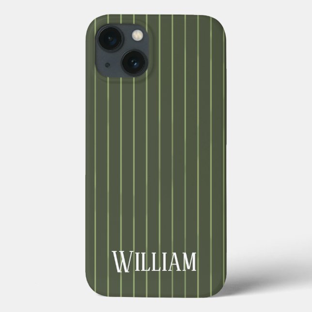 Olive green pinstripes Case-Mate iPhone case (Back)