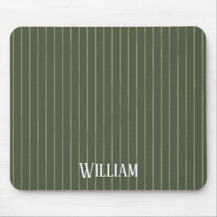 Olive green pinstripes mouse pad