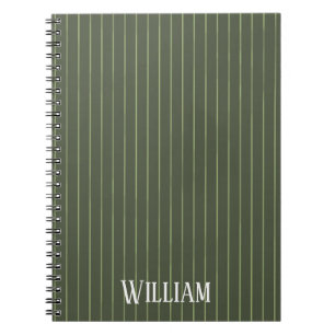 Olive green pinstripes notebook