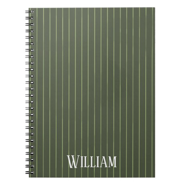 Olive green pinstripes notebook (Front)