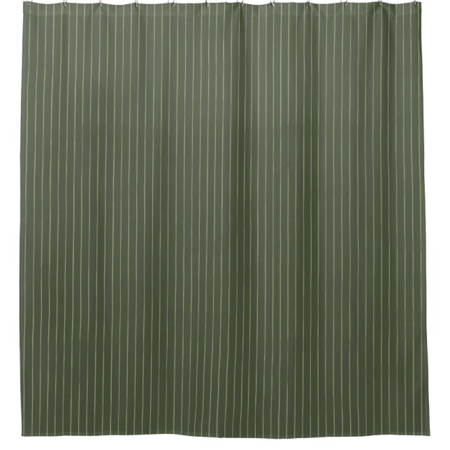 Olive green pinstripes shower curtain (Front)