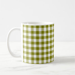 Olive Green Plaid Gingham Coffee Mug
