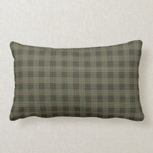 Olive Green Plaid Lumbar Cushion