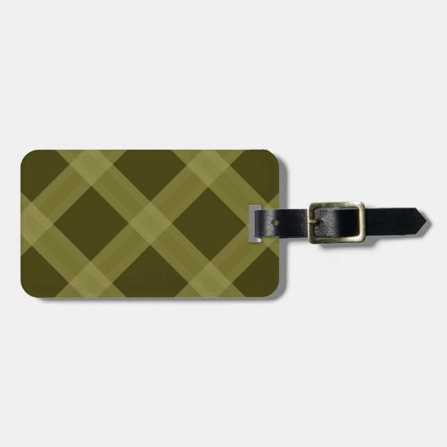 Olive Green Plaid Pattern  Luggage Tag (Front Horizontal)