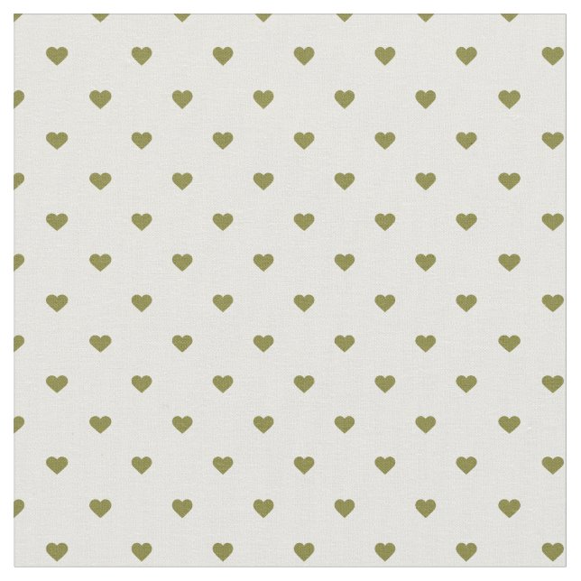 Olive Green Polka Dot Hearts Fabric (Close Up)