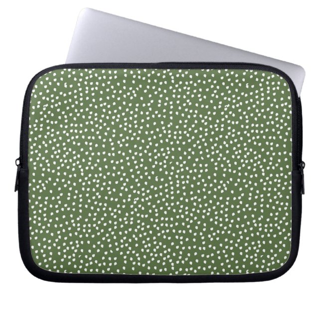 olive green polka dot laptop sleeve (Front)