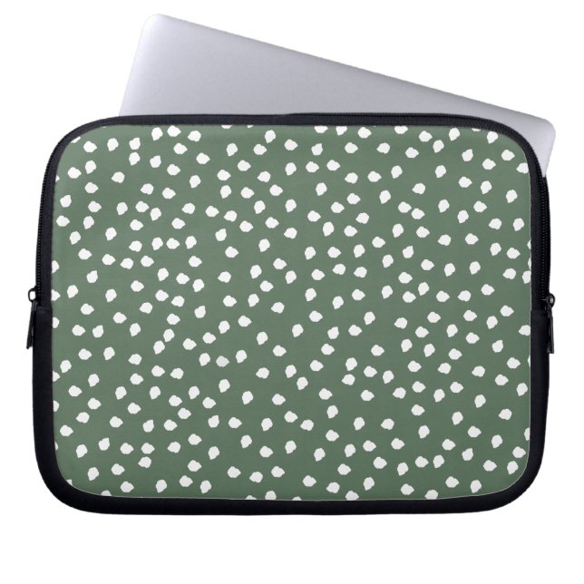 olive green polka dot laptop sleeve (Front)