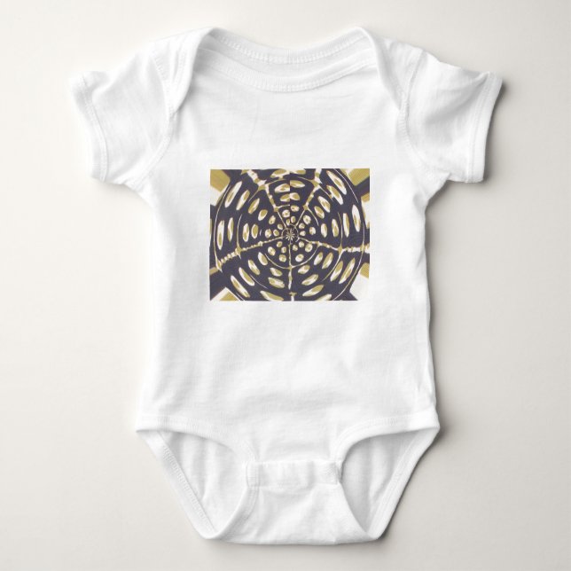 Olive Green Polka Dot Radial Pattern Art Print Baby Bodysuit (Front)
