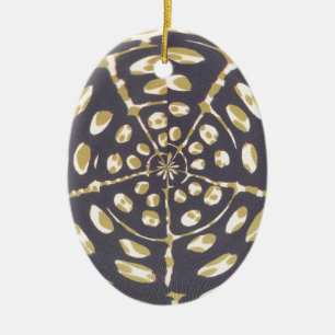 Olive Green Polka Dot Radial Pattern Art Print Ceramic Ornament