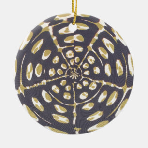 Olive Green Polka Dot Radial Pattern Art Print Ceramic Tree Decoration