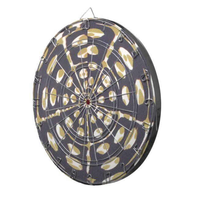 Olive Green Polka Dot Radial Pattern Art Print Dartboard (Front Right)