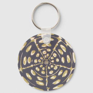 Olive Green Polka Dot Radial Pattern Art Print Key Ring