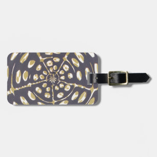 Olive Green Polka Dot Radial Pattern Art Print Luggage Tag