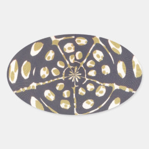 Olive Green Polka Dot Radial Pattern Art Print Oval Sticker